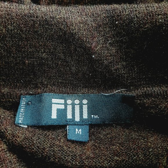 Fiii Men's Pullover Sweater Size Medium Brown Wool Knit Three Button Collared - Picture 5 of 5